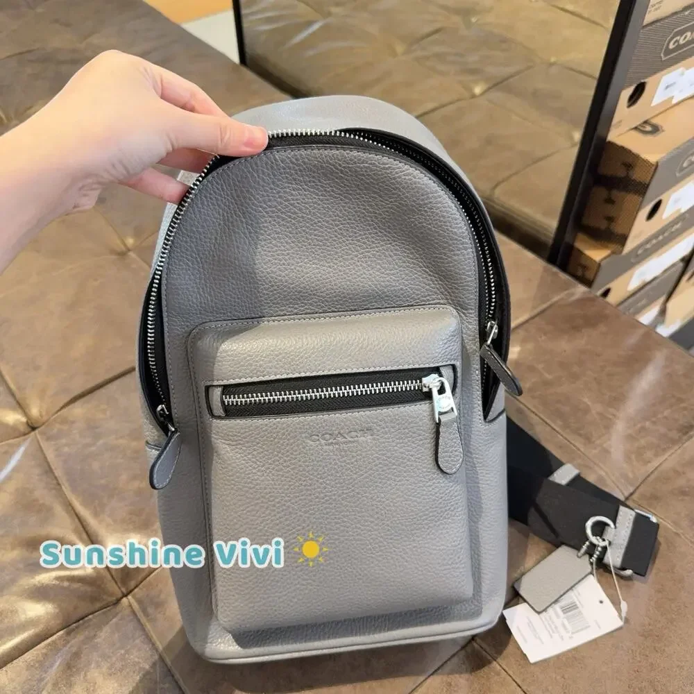 NWT Coach Men's West Pack In Refined pebble leather CY206 /GRAPHITE